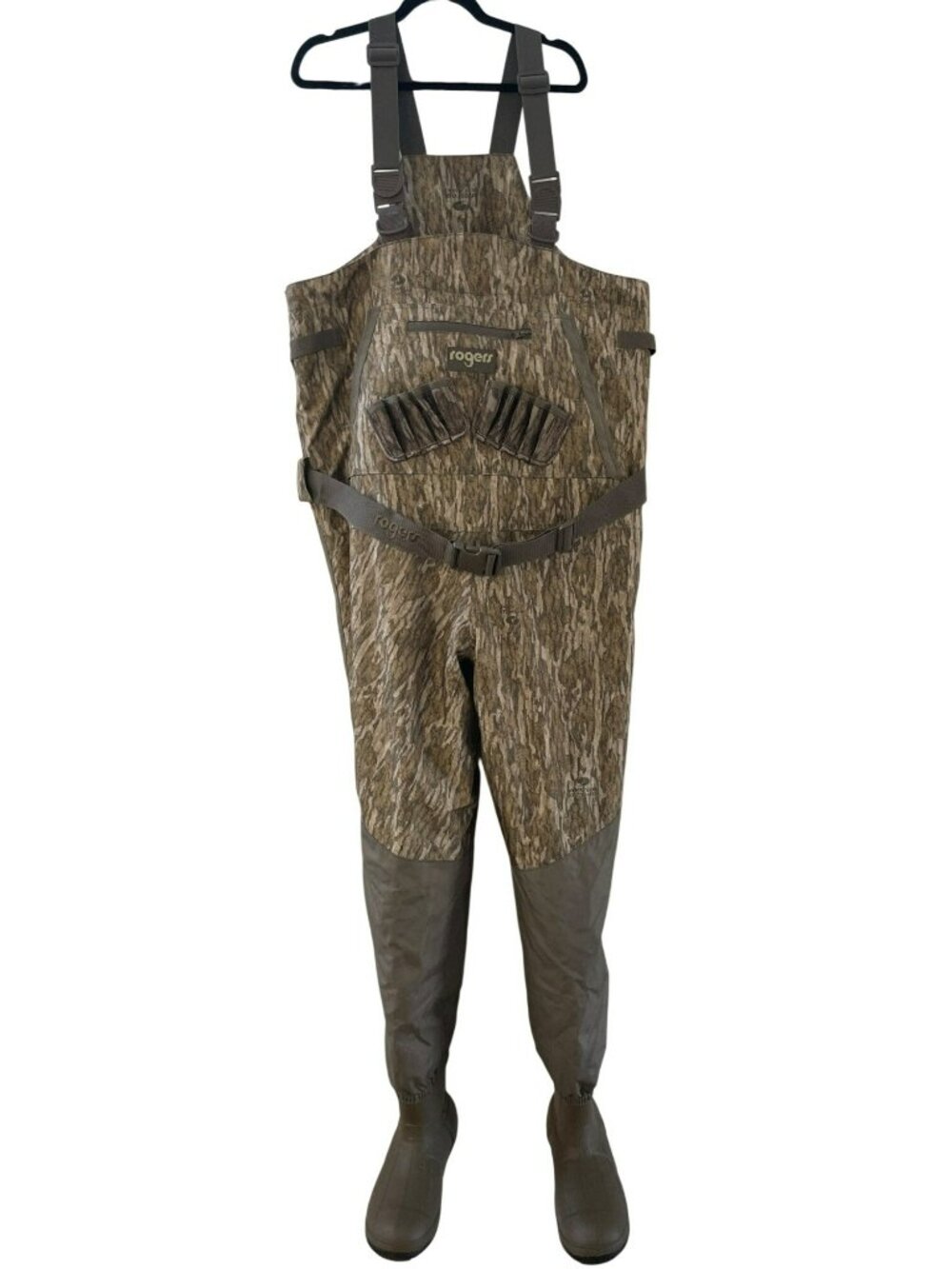 Rogers Mossy Oak Bottomland Waterproof Chest Waders Boots & Shell Holders Sz 10